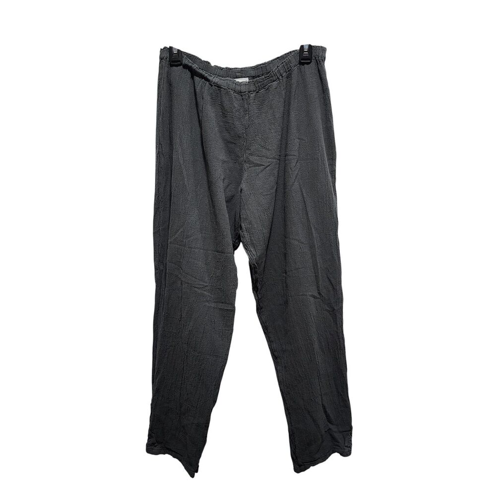 Oh My Gauze Gray Cotton Pull On Pants Size 2 Crinkle Texture Elastic Waist